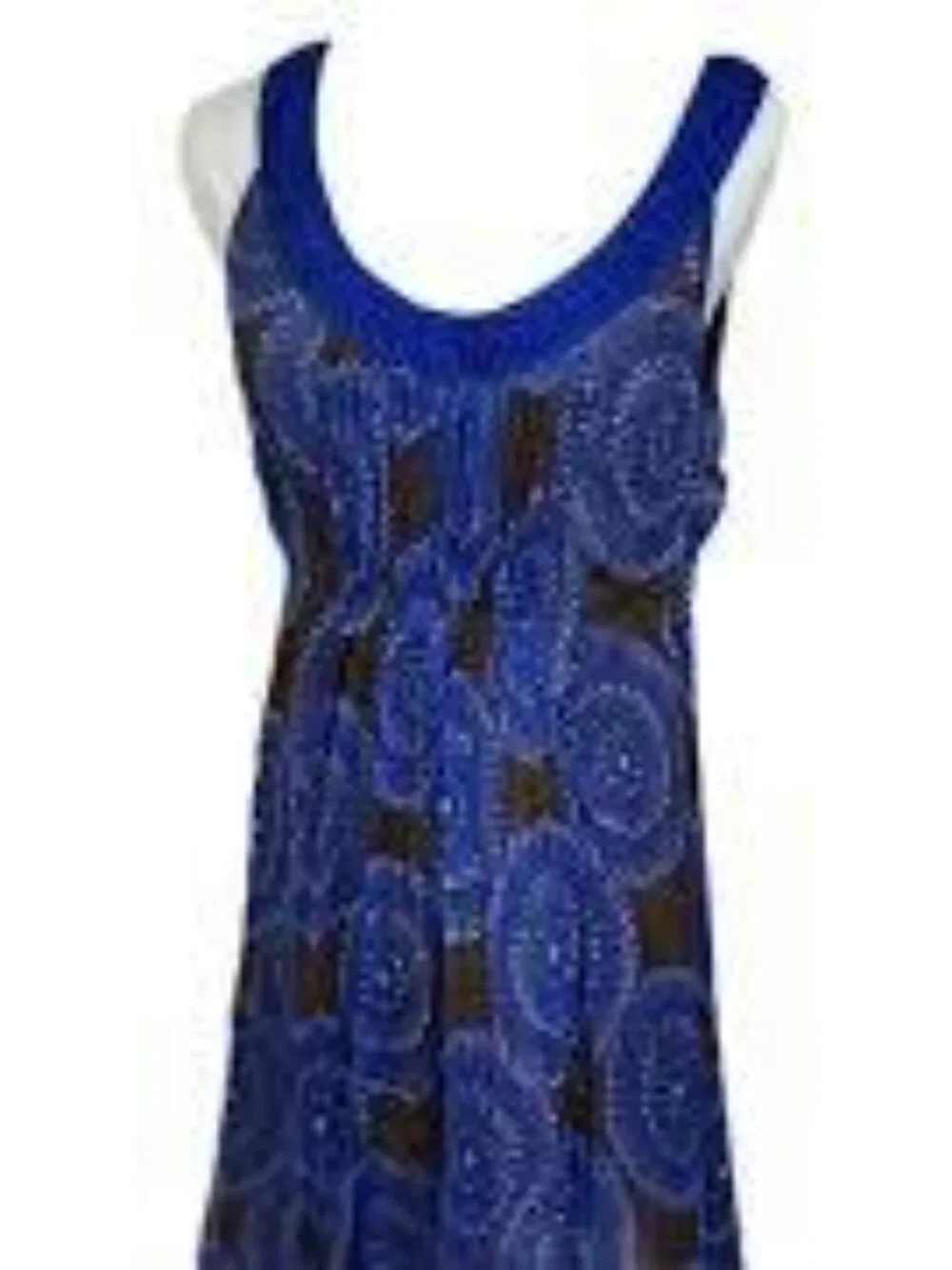 Tory Burch blue and brown circular patterned mini dress